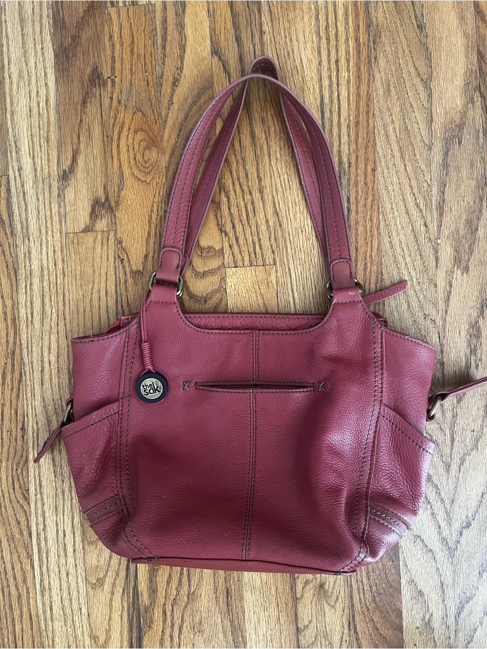 The Sak Red Genuine Leather Shoulder Bag